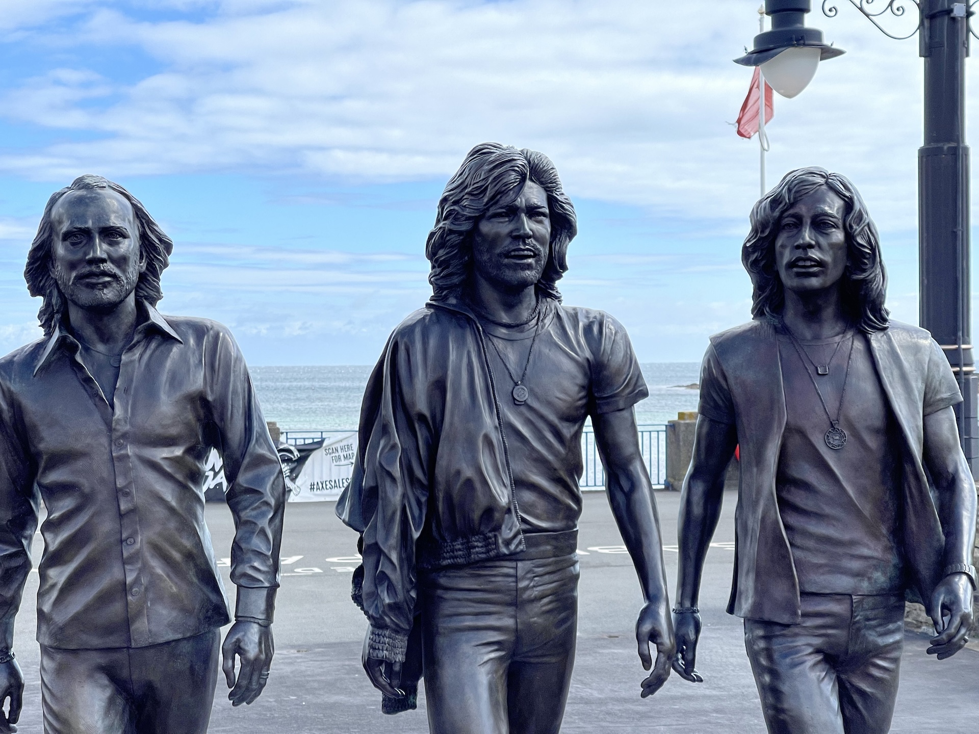 A statue of the Bee Gees by Edwards (the bee gees were born in the Isle of Man)