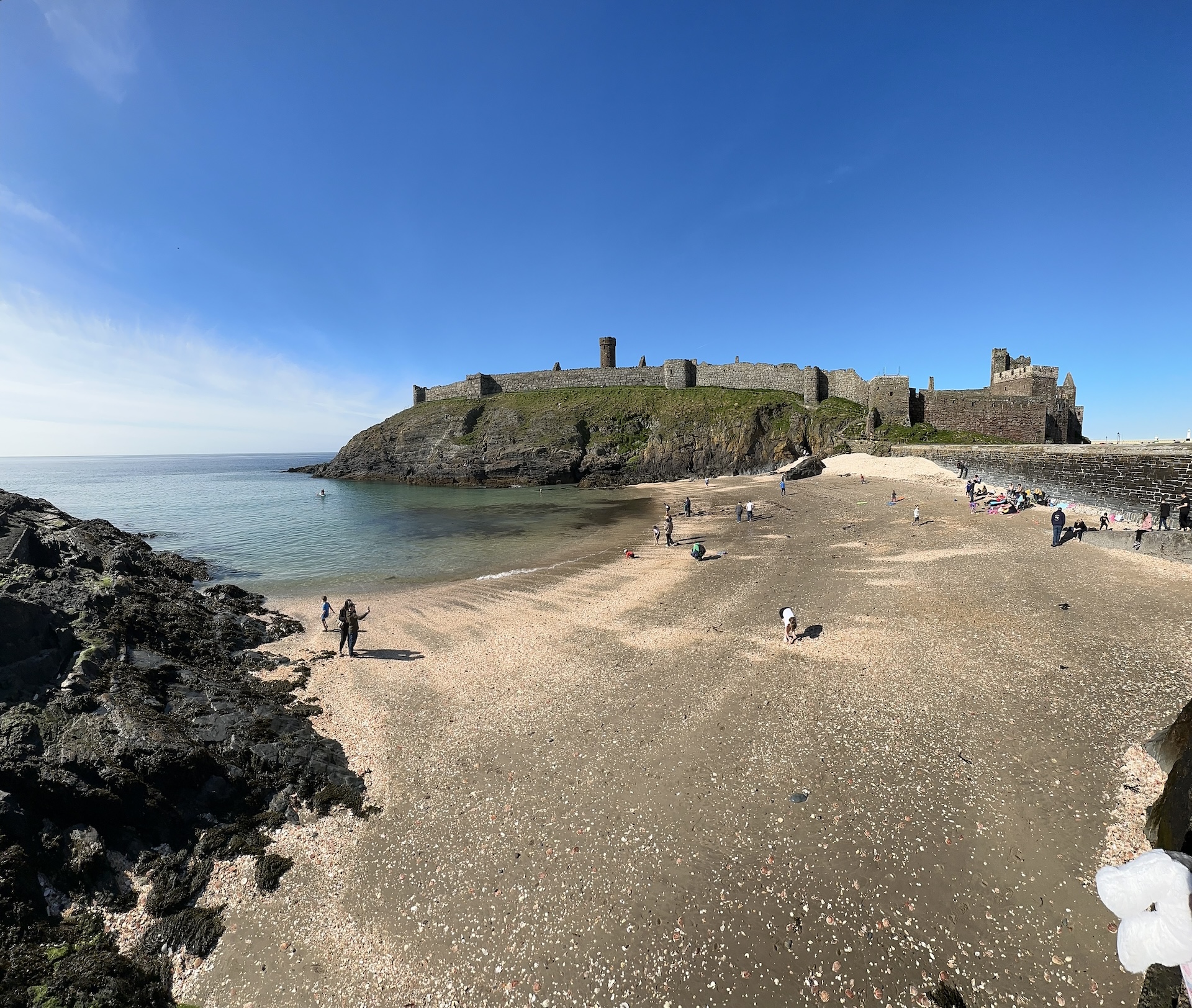 Peel Castle, Fenella Beach during a beautiful sunny day