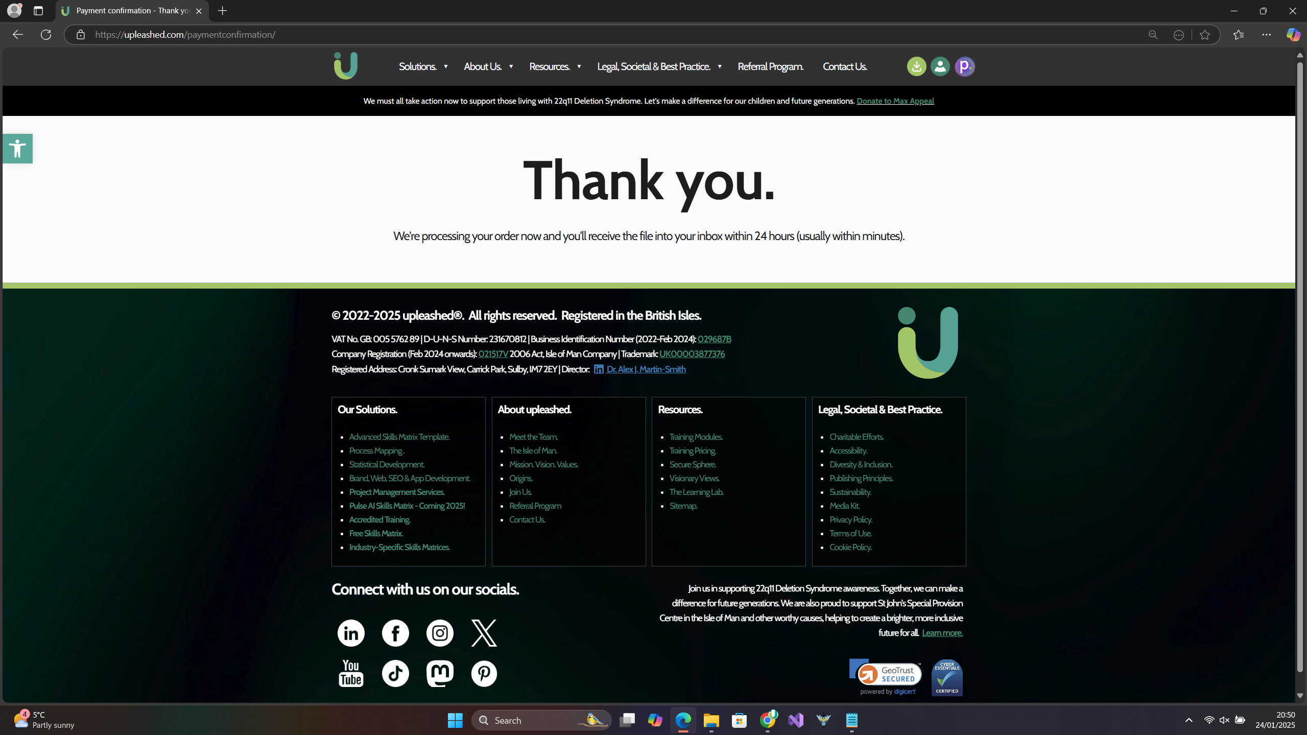 Thank You | Upleashed – Skills Matrix / Training Confirmation